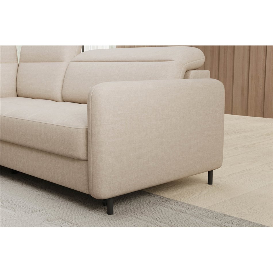 Corner sofa Elbare L, sleeping function, Manhattan 18, velvet, beige, H100x160x208cm