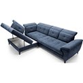 Corner sofa Elinferne L, sleeping function, Aura 40, velvet, dark blue, H107x210x297cm