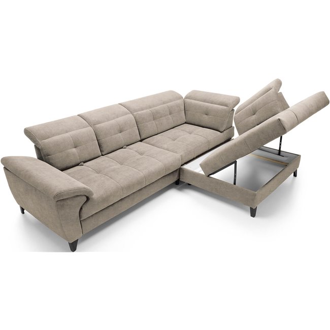 Corner sofa Elinferne R, sleeping function, Raquel 20, beige, H107x210x297cm