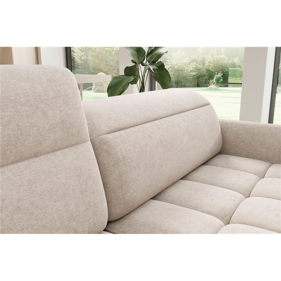 Corner sofa Elbare L, sleeping function, Raquel 18, beige, H100x160x208cm