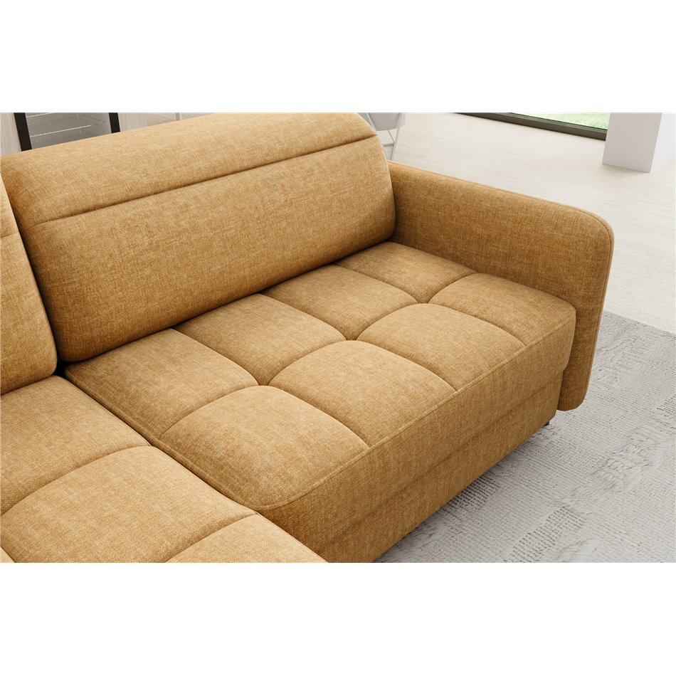 Угловой диван Elbare L, раздвижной, Manhattan 45, бархат, желтый, H100x160x208см