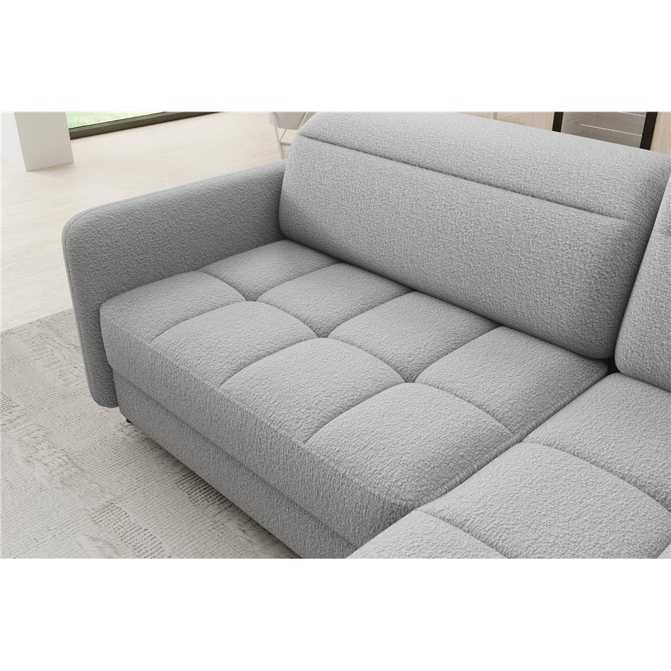 Corner sofa Elbare R, sleeping function, Royal 04, bouclé, grey, H100x160x208cm