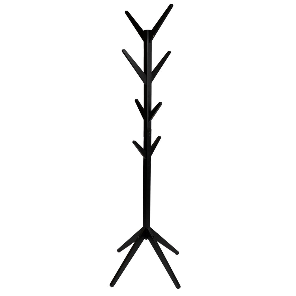 Coat stand, black, wood/MDF, H178x45x45cm