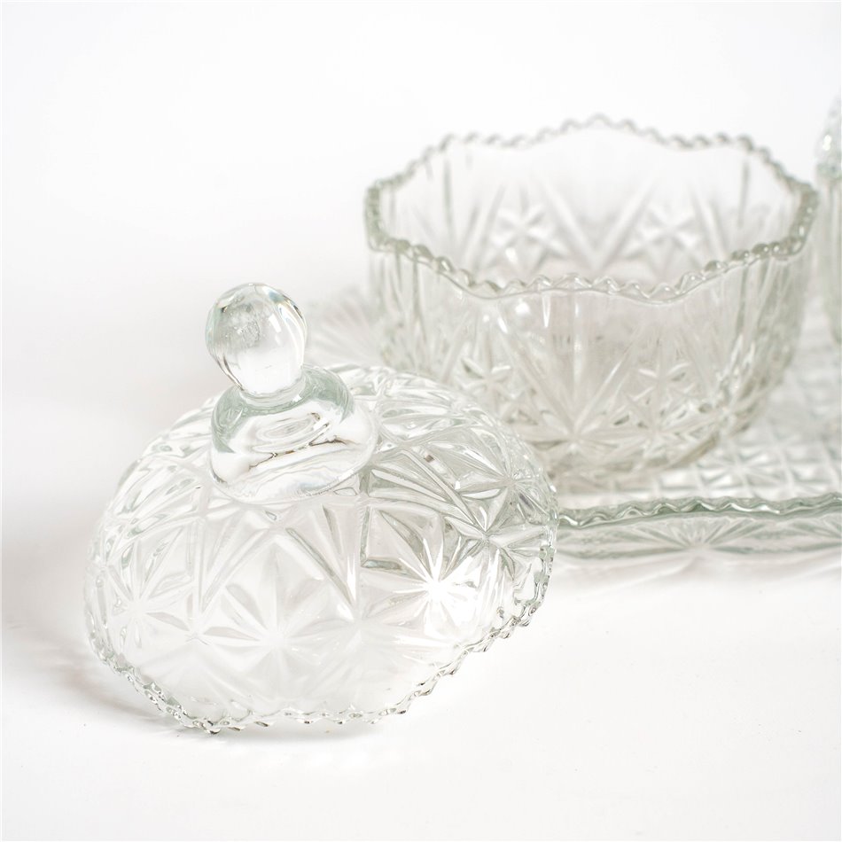 Candy tray, set 2, glass, H14x26x16.5cm