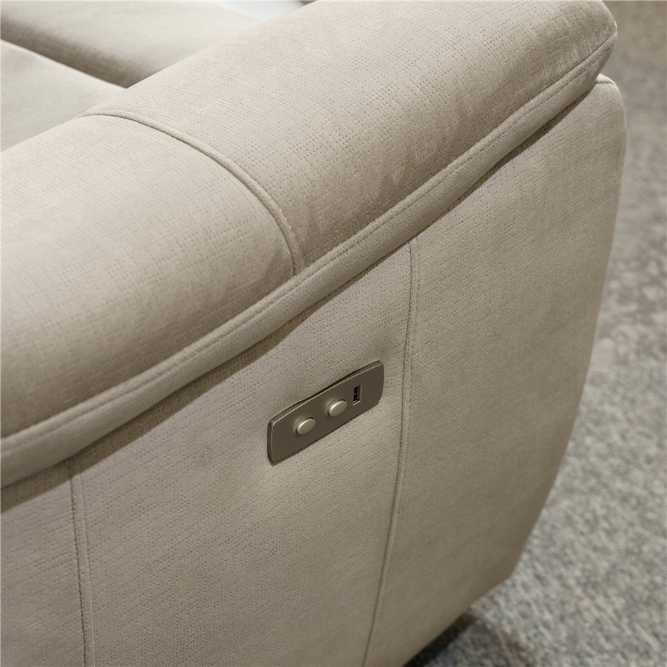 Двойной реглайнер Obernburg, серый,  электрическая регулировка, H105cm L 105-165cm W189cm, высота сиденья 51cm