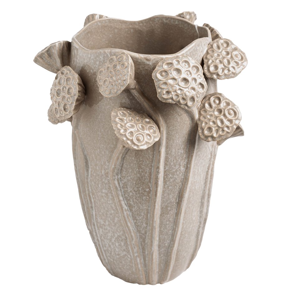 Vaas Lotus, hall, kivimass, H35x27.5x25.5cm