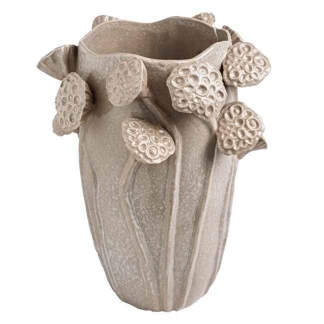 Vaas Lotus, hall, kivimass, H35x27.5x25.5cm