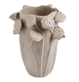 Ваза Lotus, серый, каменная масса, H35x27.5x25.5cm