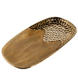 Serving platter, brown/bronzel, ceramics, 18x34cm H3cm