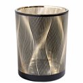 Candle holder, black, glass, H13cm, D10cm