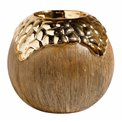 Candle holderr Ball, brown/bronze c., ceramic, H10cm, D11 cm