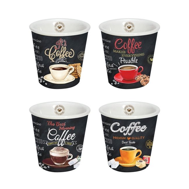 Espresso cups It's Coffee Time, 100ml, H6.5cm, D6.5cm, set of 4 pcs.