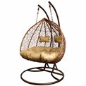 Double hanging chair Couple, gold/coffee color, H200x132x75cm