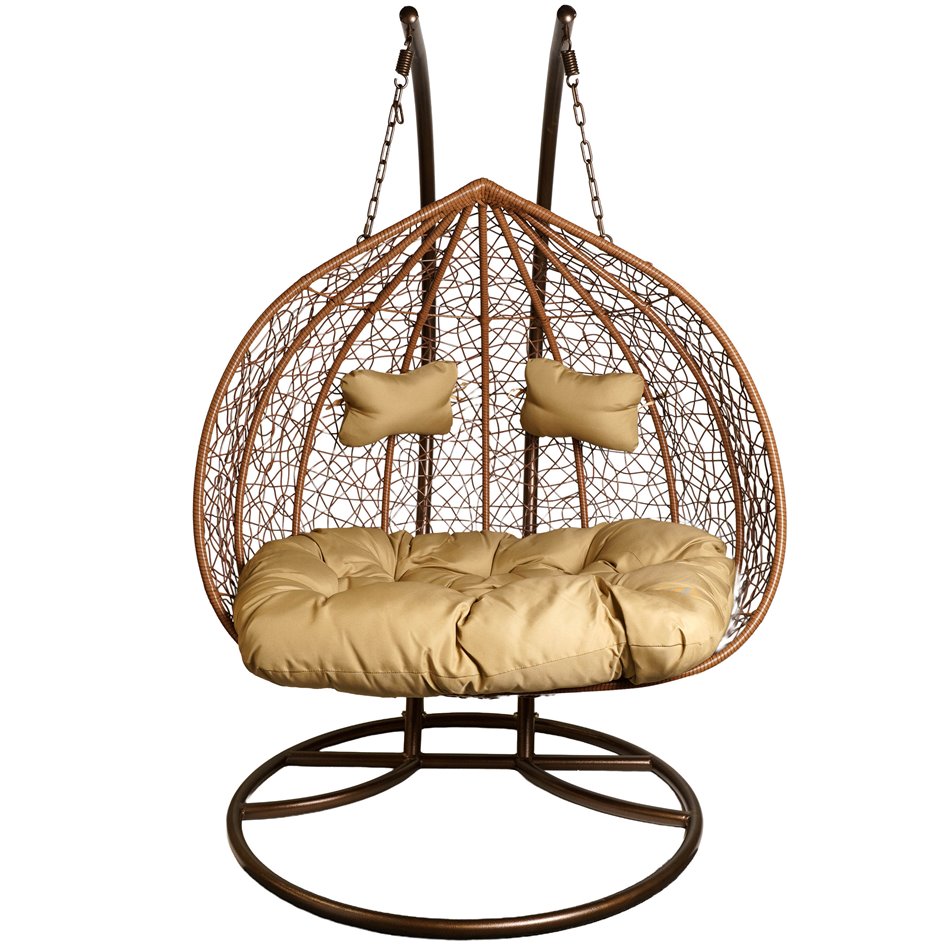 Double hanging chair Couple, gold/coffee color, H200x132x75cm