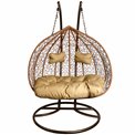 Double hanging chair Couple, gold/coffee color, H200x132x75cm