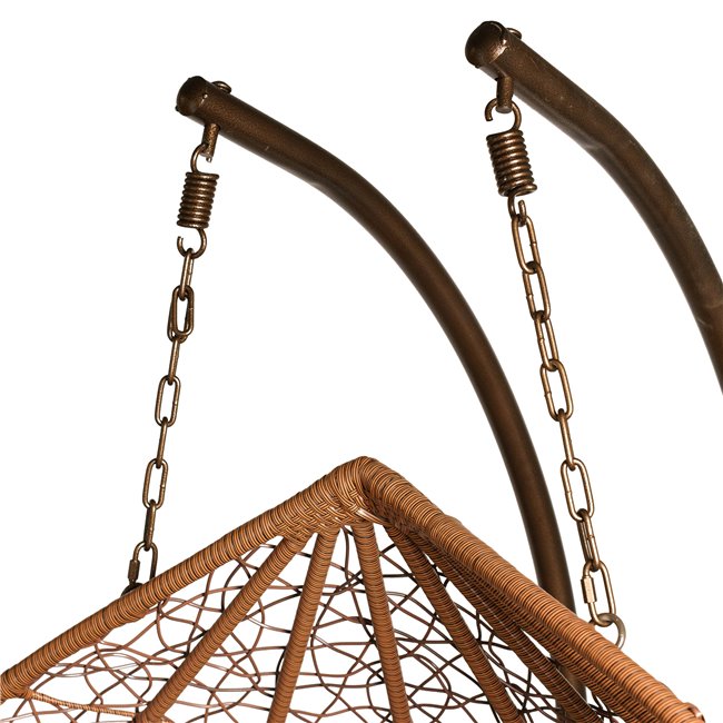 Double hanging chair Couple, gold/coffee color, H200x132x75cm