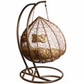 Double hanging chair Couple, gold/coffee color, H200x132x75cm
