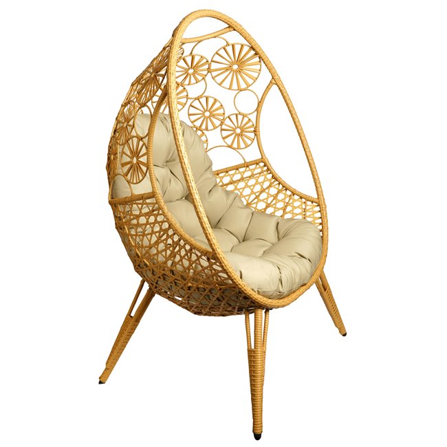 Leisure chair Egg nature, beige/natural color, H140x92x67cm