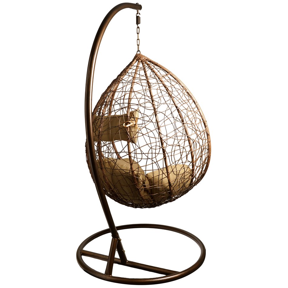 Hanging chair Gabro gold, gold/coffee color, H195cm, D105cm