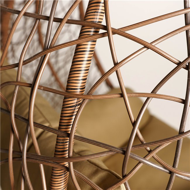 Hanging chair Gabro gold, gold/coffee color, H195cm, D105cm