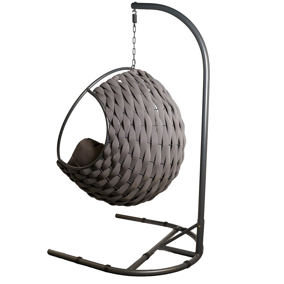 Hanging chair Garrobo, dark brown/dark gray, H195cm, D105cm