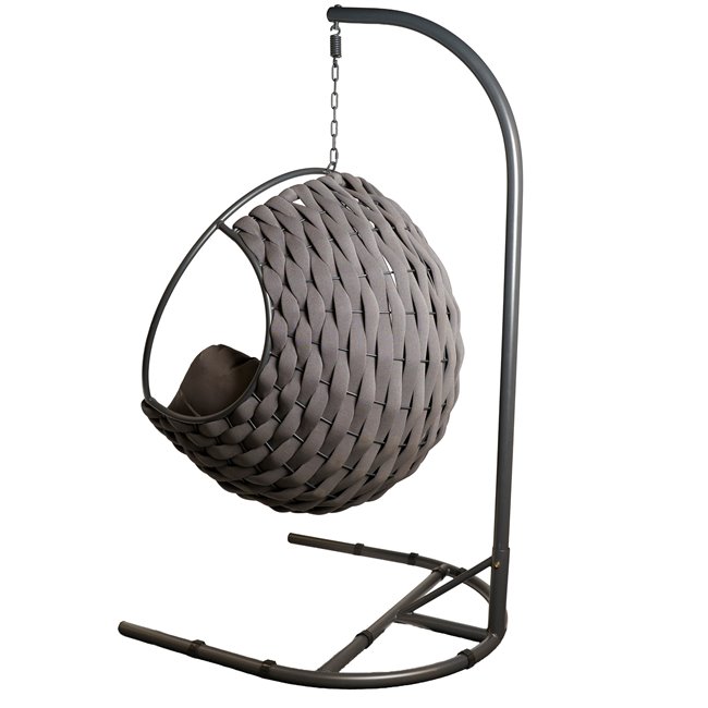 Hanging chair Garrobo, dark brown/dark gray, H195cm, D105cm