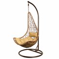 Hanging chair Moon I gold, gold/coffee color, H195cm, D95cm