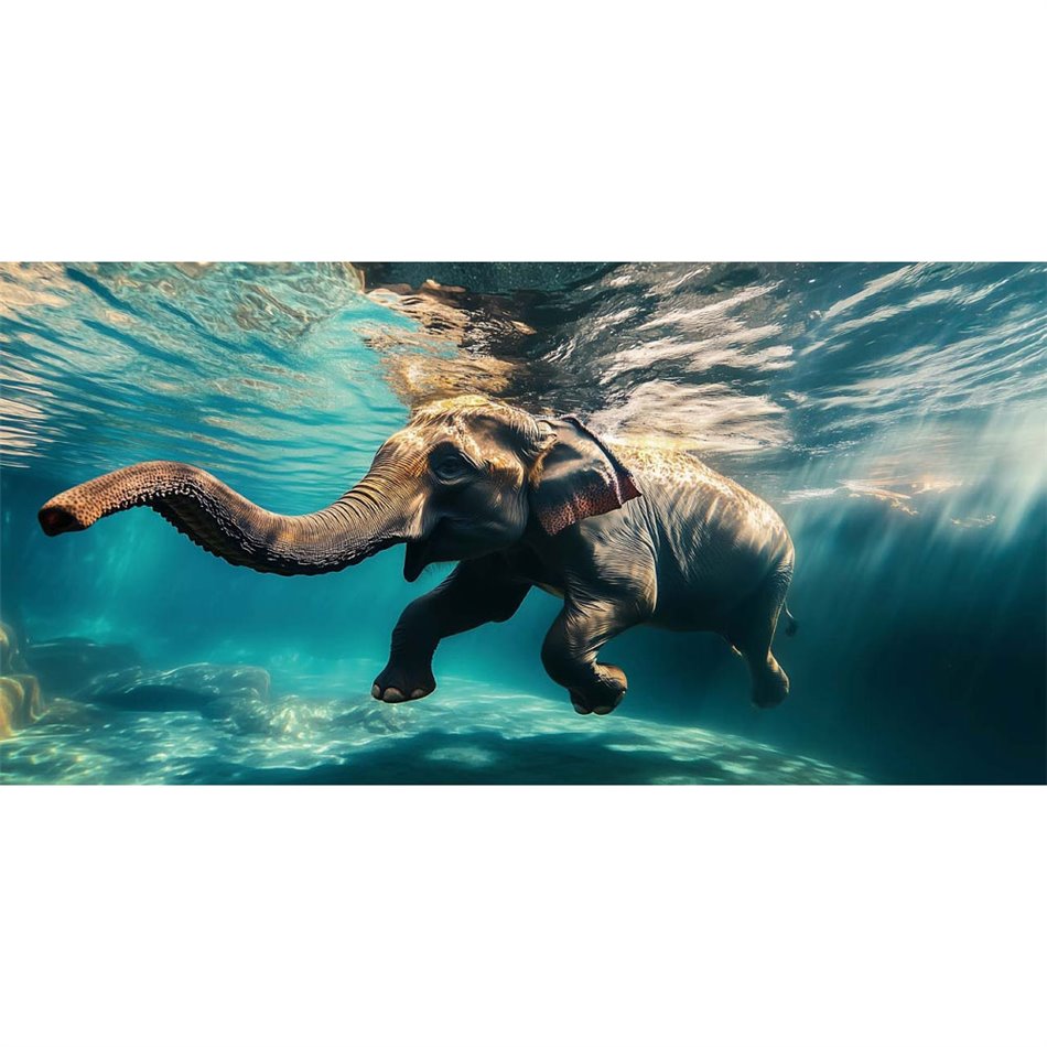 Klaasist pilt Diving Elephant, 70x140cm