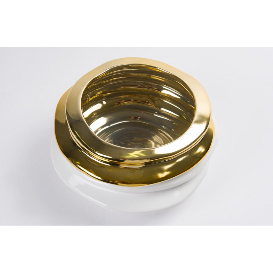 Vaas Fasana, valge/ kuldne, 21x10.5cm