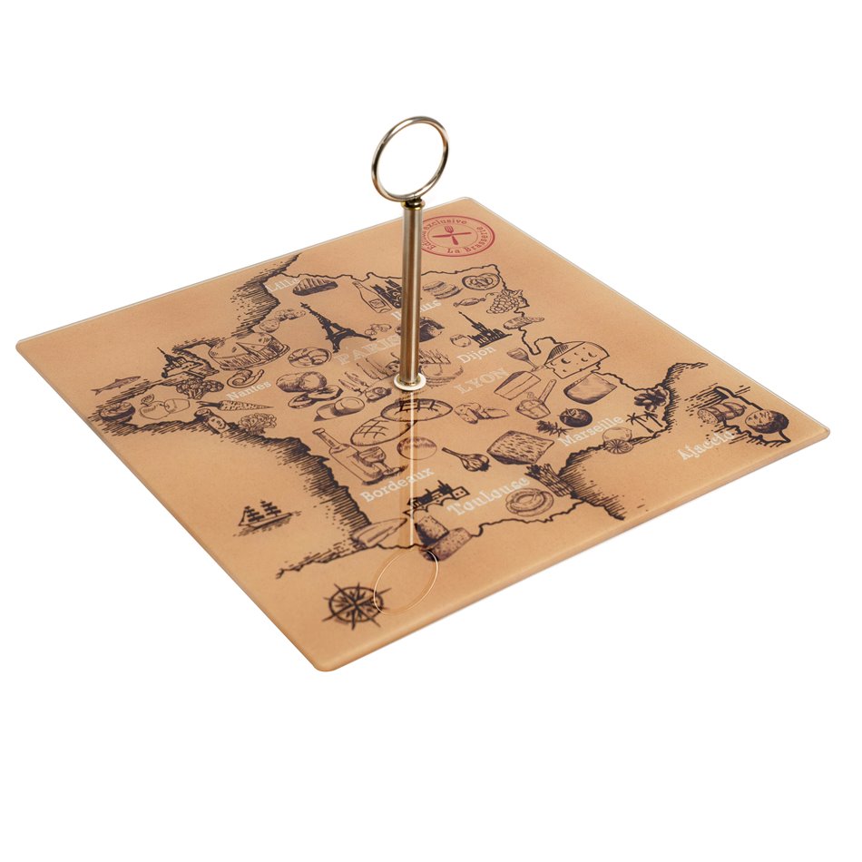 Cheese serving dish MAP OF FRANCE, glass, H18x30x30cm 