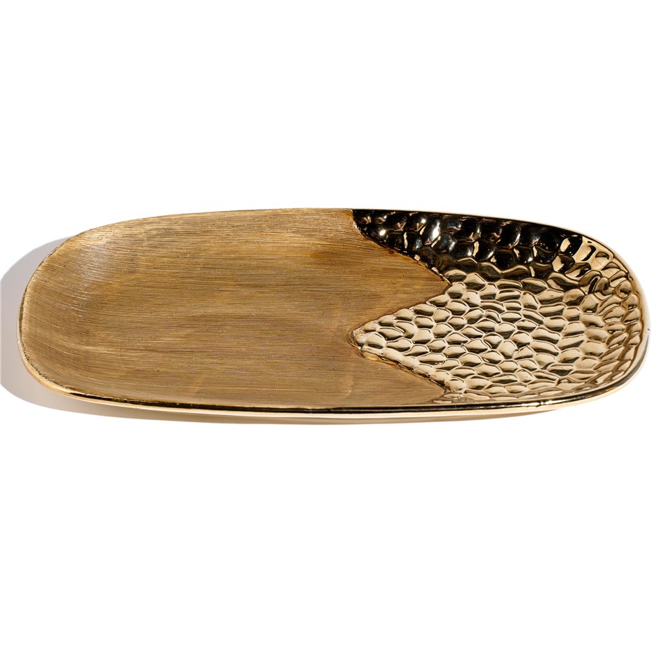 Serving platter, brown/bronze color, ceramics, 18x34cm H3cm