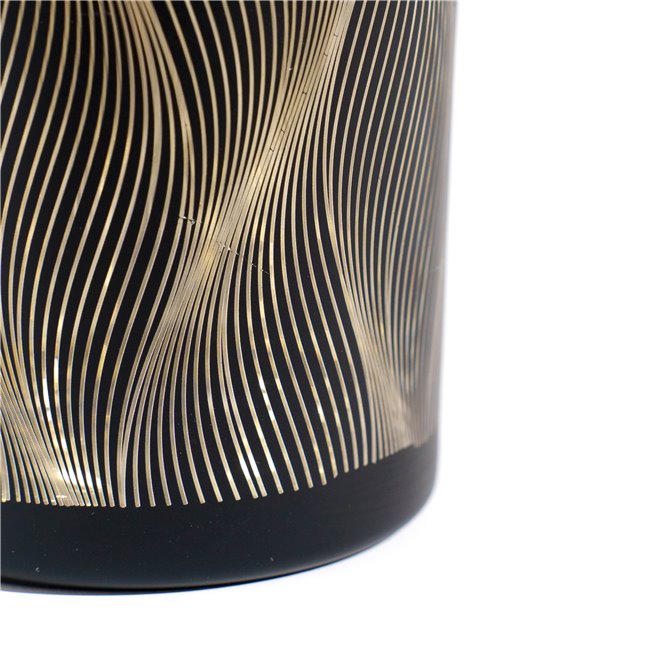 Candle holder, black, glass, H8cm, D7cm