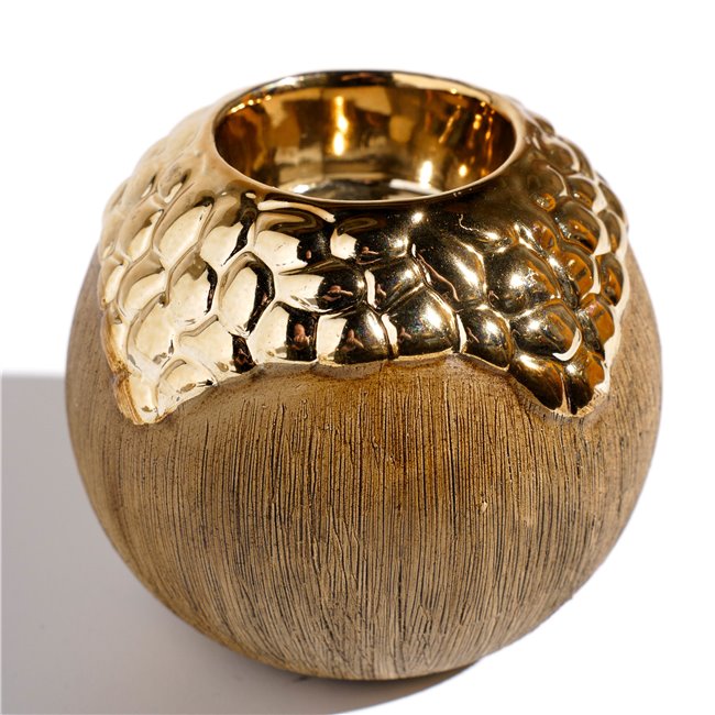 Küünlajalg Ball, pruun/pronksvärv, keraamiline, H10cm, D11 cm