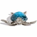 Deco figurine box with lid Turtle, blue/silver color, H5x16x16cm