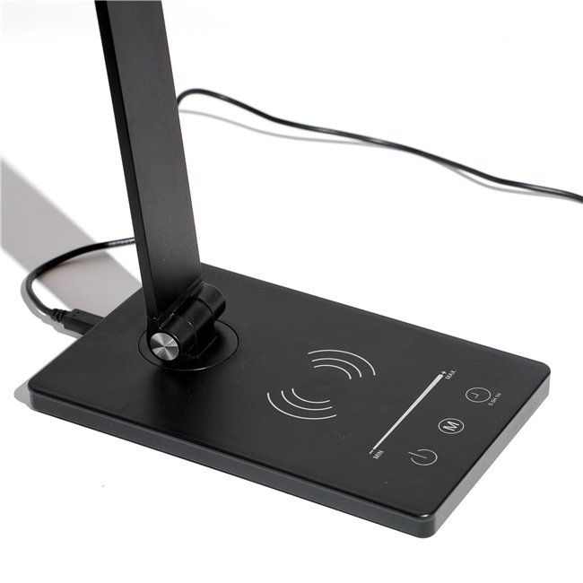 Table lamp Mogo, black, H40x12x19cm, LED 5W, 3000K, 275lm, with phone charging function