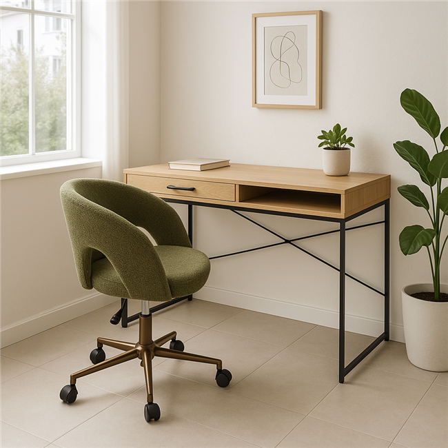 Office chair Zivilino, green/bronze, H70-79.5x62.5x59.5cm, seat height 44-54cm