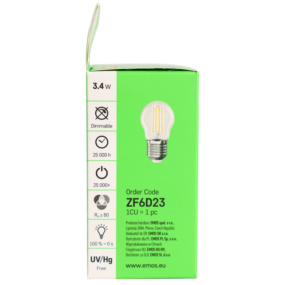LED Bulb neutral white, E27 3.4W, 470lm, 4000K, H7.8x4.5x4.5cm