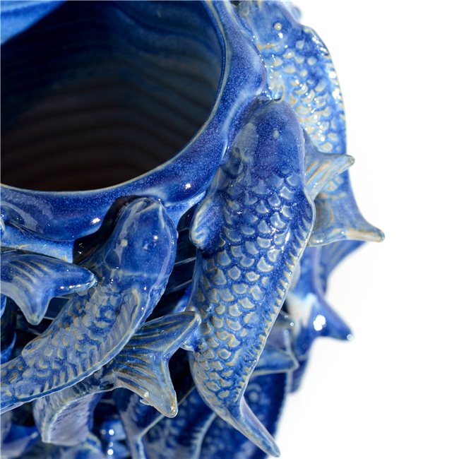 Planter Fishes Fine, blue, eartenware, H26x23x22.5cm