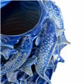 Planter Fishes Fine, blue, eartenware, H26x23x22.5cm
