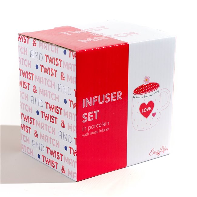 Кружка с крышкой и ситечком Twist Match Red, 450ml, H14x13x10cm