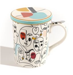 Kruus kaane ja sõelaga Modernism, 350ml, H11.5x18.9x12cm