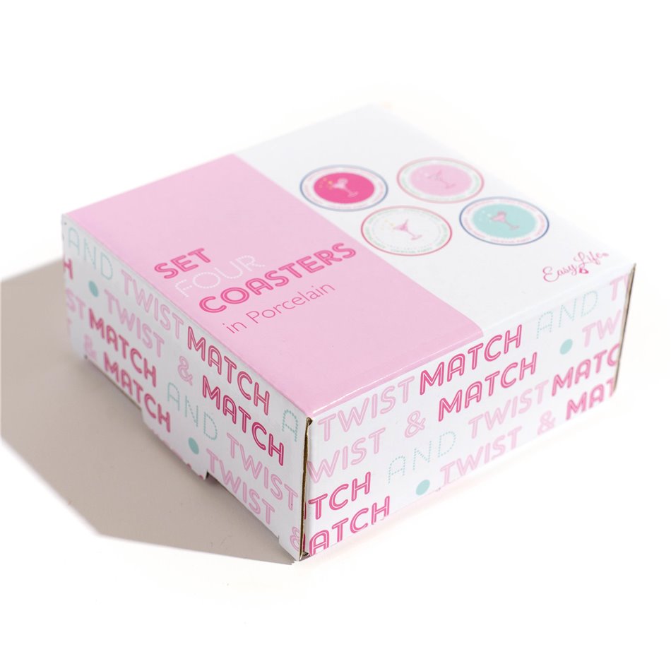 Plate set 4 Twist Match, D9.9cm H1.9cm, set of 4 pcs.