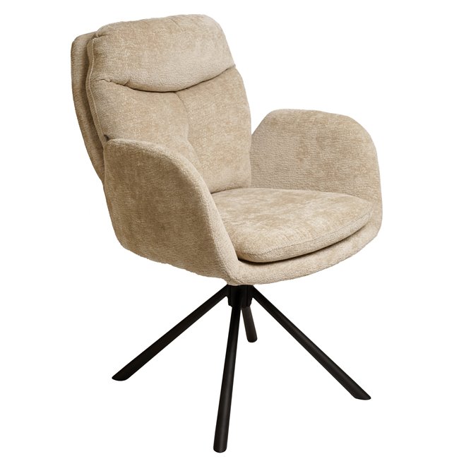 Dining chair Vilando 3, light taupe, rotatable 360 degrees, H90.5x68x60cm, seat height 48cm