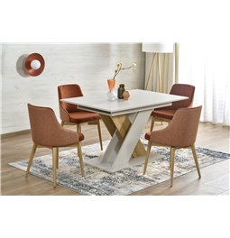 Extendable dining table Harelto, oak pattern/cashmere color, chipboard, 130-175x85cm H76cm 