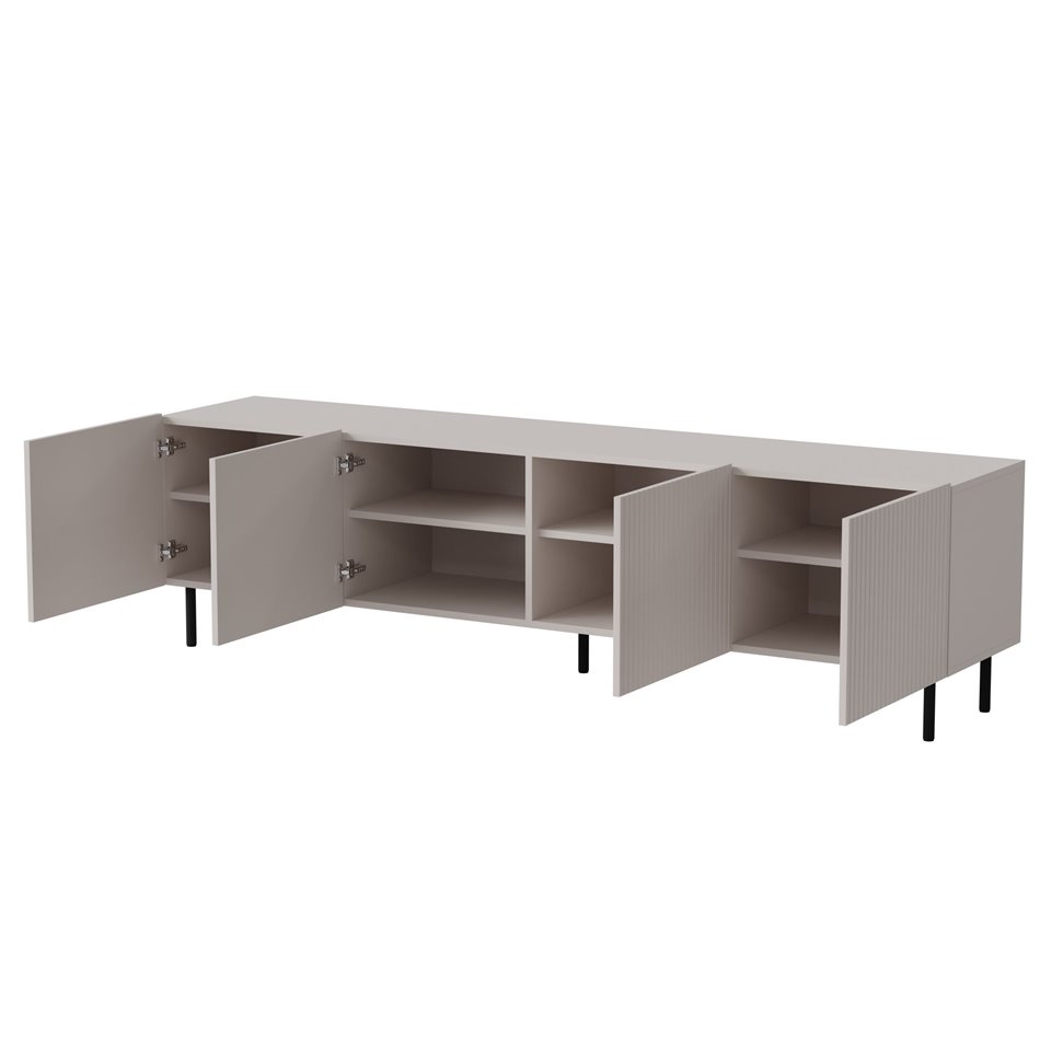 TV table Haxos, cashmere/black color, chipboard/MDF/steel, 200x40cm, H54cm 