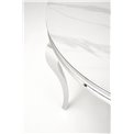 Dining table Heginald S, white/silver color, sintered stone/steel, D120cm, H76cm 