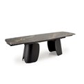 Extendable dining table Horum, black, sintered stone/steel, 180-260x90cm H76cm 