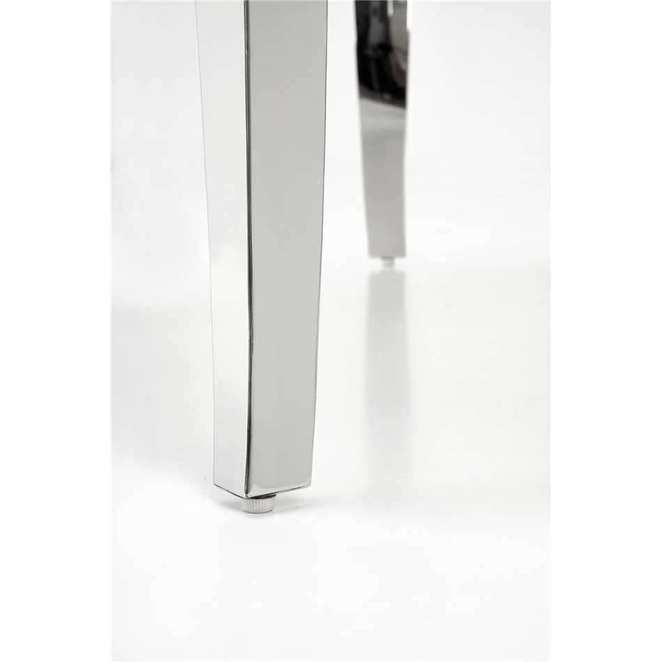 Dining table Heginald S, white/silver color, sintered stone/steel, D120cm, H76cm 