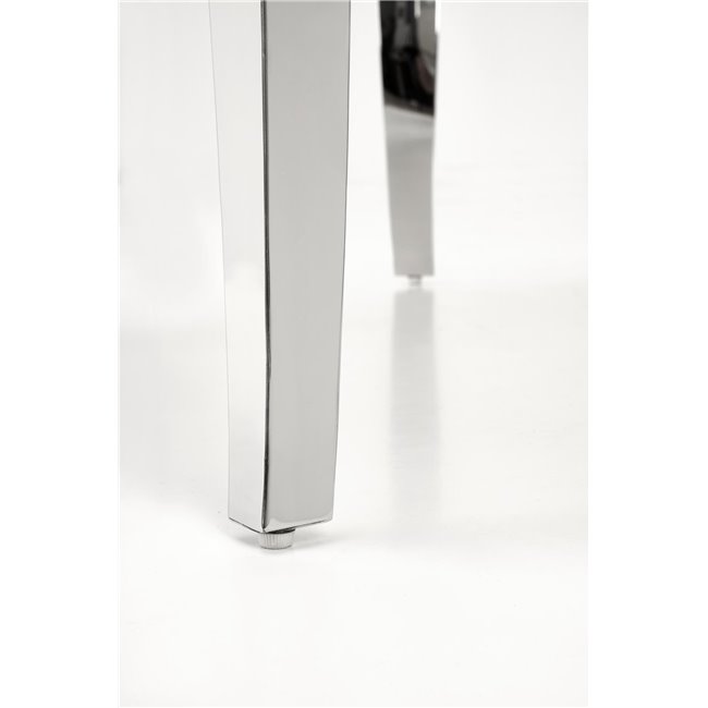 Dining table Heginald S, white/silver color, sintered stone/steel, D120cm, H76cm 