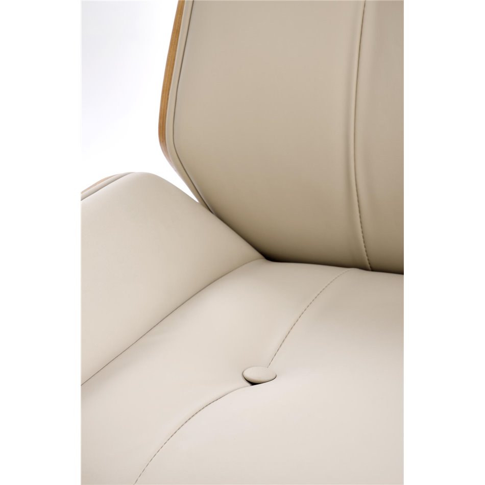 Office chair Hebstero, walnut/beige color, eco leather, H114-122x65x60cm, seat height 46-54cm